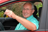 Elderly driver passes a driving evaluation.